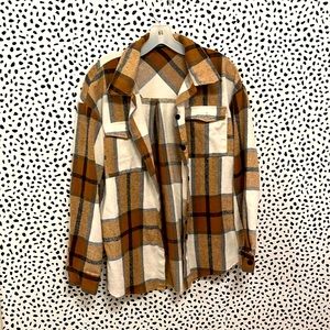 AUTOMET brown, checkered, oversized shacket with pockets, worn once.